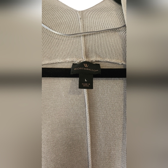 Worthington Short Sleeved Cover Up Shrug, Gray Open Front Sweater, Large Shawl - Picture 5 of 7